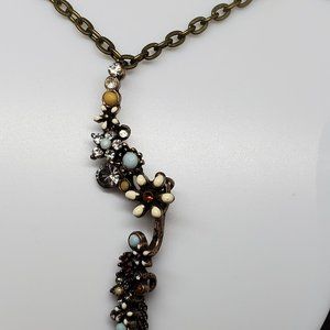 Bronze Tone Handmade Necklace Rhinestone Jewelry